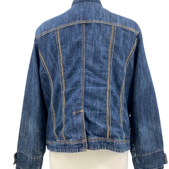 Avenue Jeans Women's Medium Washed Button Front Blue Denim Jacket Size 14/16 - Picture 4 of 6